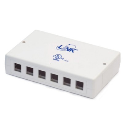 Link US-2406 Surface White Mount Box 6 Port (No Modular Jack)