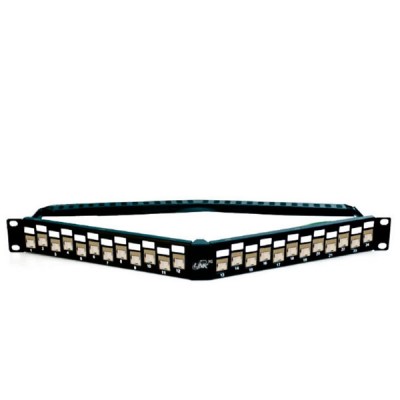 Link US-3324TFAS Shield CAT 6A ANGLE PATCH PANEL 24 PORT, Auto Shutter Angle load with Shutter shield