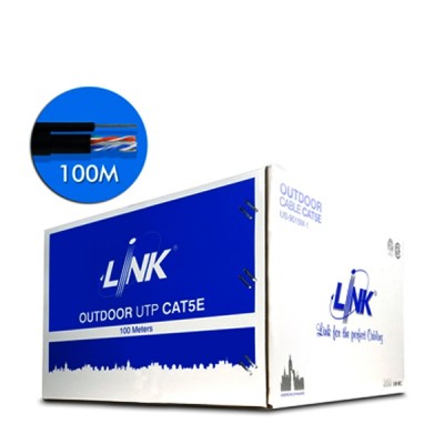 Link US-9015M-1 CAT5E Outdoor UTP PE w/Drop Wire Cable, Bandwidth 350MHz, CMX Black Color 100 M./Reel in Box 