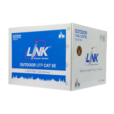 Link US-9015M CAT5E Outdoor UTP PE w/Drop Wire Cable, Bandwidth 350MHz, CMX Black Color 305 M./Reel in Box *ส่งฟรีเขต กทม.