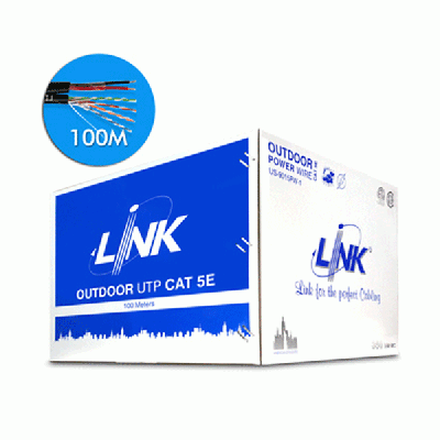 Link US-9015PW-1 CAT5E Outdoor UTP PE w/Power Wire Cable, Bandwidth 350MHz, CMX Black Color 100 M./Reel in Box *ส่งฟรีเขต กทม.