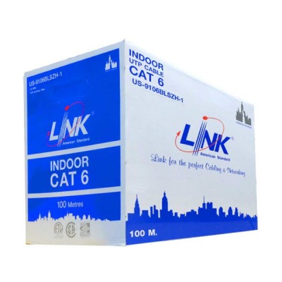 Link US-9106BLSZH-1 CAT6 Indoor UTP Cable, Bandwidth 250MHz w/Cross Filler, 23 AWG, LSZH, FRPVC, Blue color, 100 M./Box *ส่งฟรีเขต กทม.