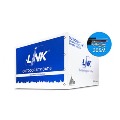 Link US-9106MW CAT6 Outdoor UTP PE w/Drop Wire & Power Wire Cable, CMX Black Color, 305 M./Reel in Box *ส่งฟรีเขต กทม.