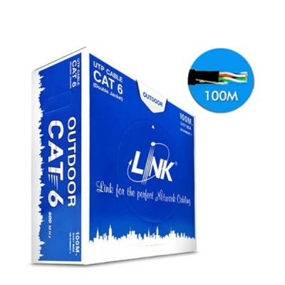 Link CAT6 Ultra UTP US-9106OUT-1 Outdoor Cable, PE, 23 AWG, (Double Jacket), Bandwidth 600MHz w/Cross Filler, CMX Black Color, 100 M/Pull Box