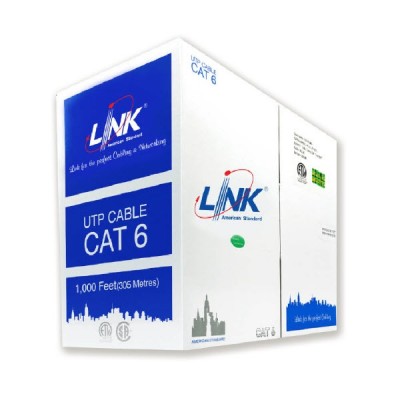 Link US-9116LSZH CAT6 Indoor UTP Ultra Cable, Bandwidth 600MHz w/Cross Filler, 23 AWG, LSZH, White Color, 305 M./Pull Box *ส่งฟรีเขต กทม.