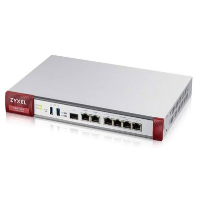 Zyxel USG FLEX 200 Firewall throughput 1,800 Mbps, เชื่อมต่อผ่าน VPN ได้พร้อมกันสูงสุด 100 users, มีพอร์ต 4 x LAN/DMZ, 2 x WAN, 1 x SFP