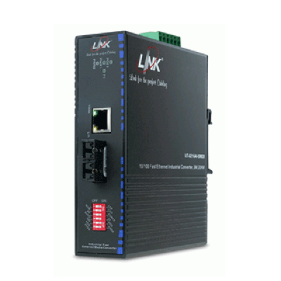 Link UT-0216AI-SM20 RJ45/SC (SM.) 10/100 Mbps Industrial Media Converter w/Power Supply(20 km.) ,Wavelength 1310 and 1550nm
