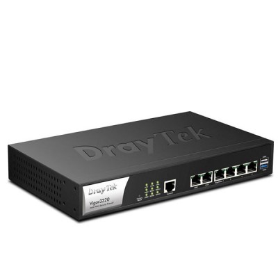 DrayTek Vigor3220 Multi-WAN Load Balance Router, 4-Port Gigabit WAN, 1-Port Gigabit LAN, 1-Port DMZ, VPN Tunnels, Firewall Security