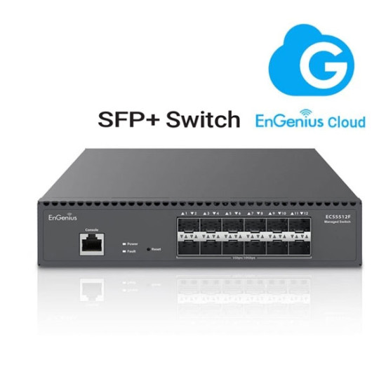 EnGenius ECS5512F Cloud Managed 12-Port 10G SFP+ Half-Rack Aggregate Fiber Layer 2+ Switch