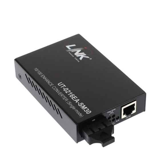 Link UT-0216EA-SM30 Enhance Fiber Optic Media Converter RJ45/SC (SM.) 10/100 Mbps, Distance 30 km. (Indoor Only)