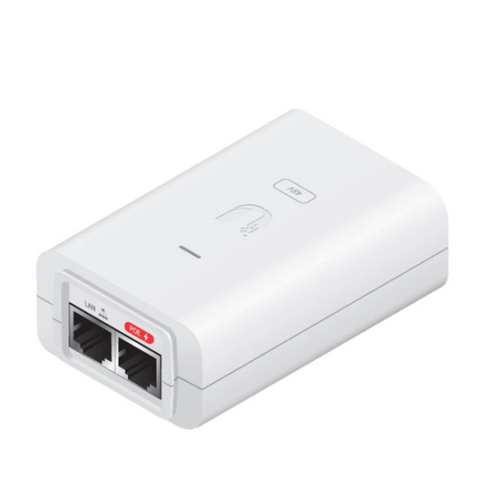 Ubiquiti POE-48-24W-WH Gigabit PoE Adapter 48VDC/0.5A Designed for Use with Ubiquiti 48V PoE Devices, 2-Port 10/100/1000 Ethernet, White