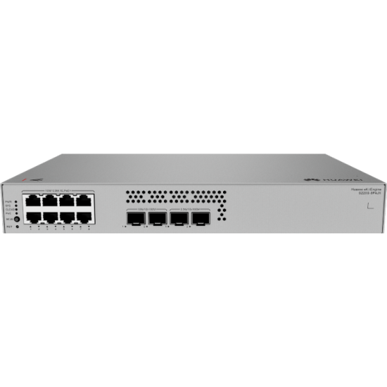 Huawei S220S-8P4JX L2-Managed Switch 8*10/100/1000BASE-T ports (128 W PoE+) 2*10GE SFP+ ports, 2*2.5GE SFP ports, built-in AC power Fanless