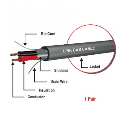 Link CB-0318A BAS Twisted Pair Cable, SHIELD 2x18 AWG, 1 PAIR													