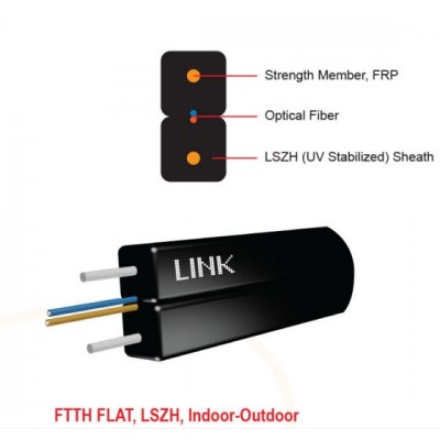 Link UFH9321 FTTH FLAT 1C, Fiber Optic Cable, Non - Metallic Cable, Indoor-Outdoor, LSZH (Distribution)