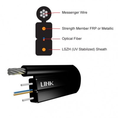 Link UFH9524 FTTH FLAT 4C, Fiber Optic Cable, Stranded Drop Cable, Indoor-Outdoor, LSZH  (AIS, CAT Compatible)