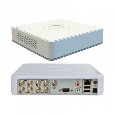 HIKVISION iDS-7108HQHI-M1/S Turbo ACUSENSE DVR, Mini Size, 8-ch analog, up to 12-ch IP camera input (up to 6 MP), 1080P, 1 HDD SATA mini size, H.265, Audio via coaxial cableAudio via coaxial cable