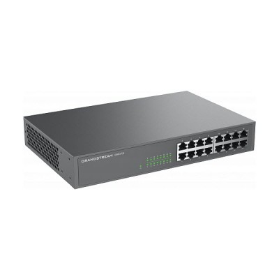 Grandstream GWN7702 16-Port Gigabit high-speed Unmanaged Network Switch, Auto MDI/MDIX crossover for all ports, Green technology reduces power consumption, Desktop/Rack-Mount