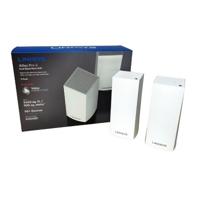 Linksys ATLAS PRO6 MX5502 Dual band AX5400 Mesh WiFi Router, Covers up to 500 sq m, Handles 60+ devices at speeds up to 5.4 Gbps, (Pack 2)