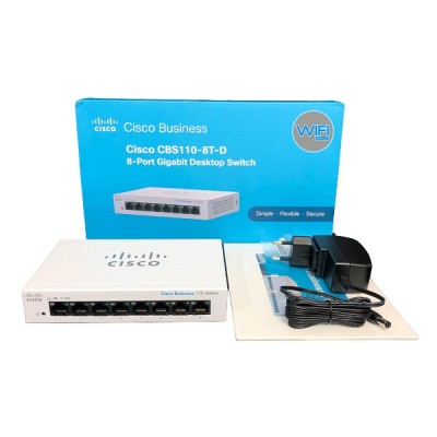Cisco CBS220-8T-E-2G-EU Smart Switch Managed L2 8-port 10/100/1000 GE, 2x Gigabit SFP pluggable, Adepter DC, Rack mount Include