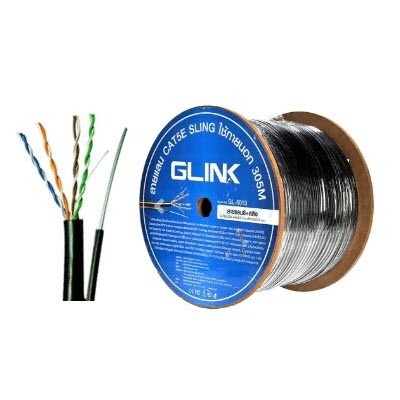 GLINK GL5010 CAT5E Outdoor UTP PE w/Drop Wire Cable, Black Color 305M/Roll in Box	