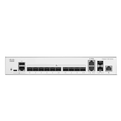 Cisco C1300-12XS Catalyst 1300 10-Port SFP+, 2x 10G Combo (2x RJ-45 + 2x Copper/SFP+), 1x GE OOB  Management Port, Rack-mountable