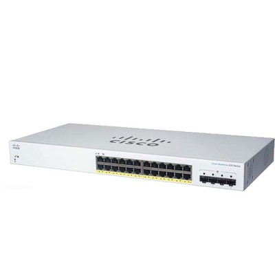 Cisco CBS220-24FP-4G-EU Smart Switch L2 Managed 24 ports Gigabit with Full PoE Power Budget 382W 802.3af/at, 4x1G SFP, Rackmount 1U