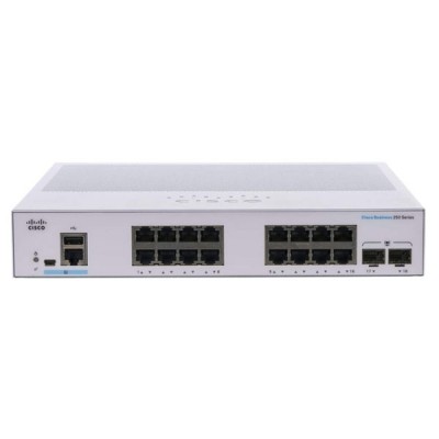 Cisco CBS250-16T-2G-EU Smart Switch 16-Port Gigabit 10/100/1000 Mbps + 2 Gigabit SFP, Mountable Rack 1 U
