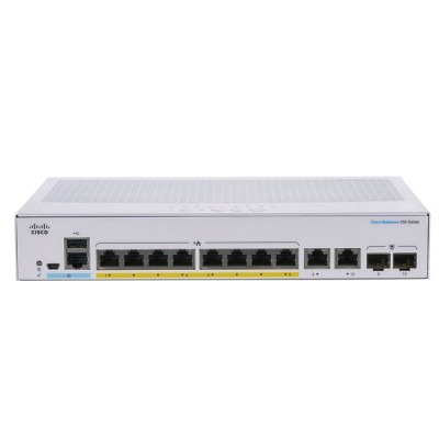 Cisco CBS250-8FP-E-2G-EU Smart Switch 8-Port Gigabit Full PoE+ With 120W Power Budget + 2 Gigabit Copper/SFP combo Ports, Layer 2/3 Manage Switch