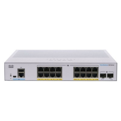 Cisco CBS350-16P-E-2G 16 Port Gigabit PoE L2/L3 Manage Switch,+ Ext PS, 2x1G SFP, PoE+ 120W Power Budget