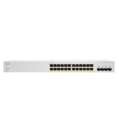 Cisco CBS220-24P-4X-EU CBS220 Smart 24-port Gigabit, PoE af/at PoE Budget 195W (24 POE), + 4x10G SFP+, Mountable Rack 1 U