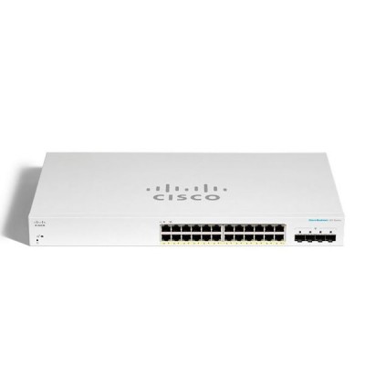 Cisco CBS220-24T-4G-EU CBS220 Smart Gigabit Switching Hub 24 Port, 4x1G SFP, Rackmount 1U 