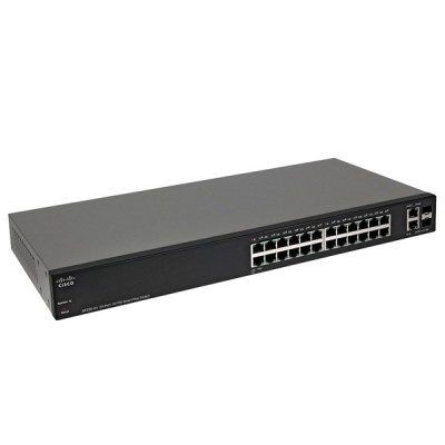 Cisco SF220-24 Switch 24-Port 10/100 Smart Managed, 2-Port SFP Combo, Spanning Tree/Link Aggregation/VLAN Support, Rack Mount