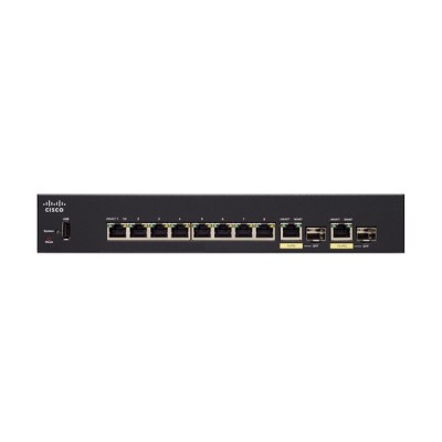 Cisco SF352-08P Switch PoE 8-Port 10/100 L3 Managed, 2-Port Gigabit copper/SFP Combo, Total Budget 62W, Static Routing/Spanning Tree/Link Aggregation/VLAN Support