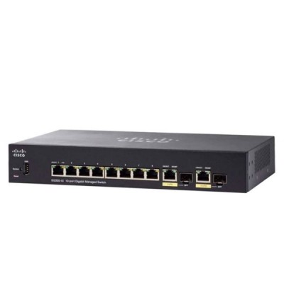 Cisco SG350-10 10-Port Gigabit (10/100/1000 Mbps) L3 Managed Gigabit Switch + 2 Combo Mini-GBIC Ports, 1U Rackmount