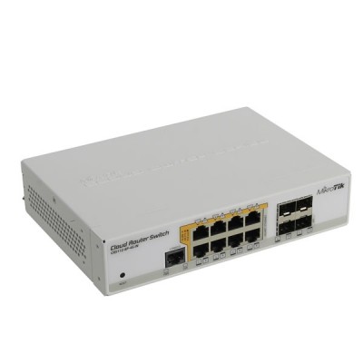 MikroTik CRS112-8P-4S-IN 8-Port Gigabit RJ45+Ports 4 SFP Ports, PoE+ IEEE 802.3at/af and 24V. Passive PoE Maximum Power 160W, 1U Rackmount