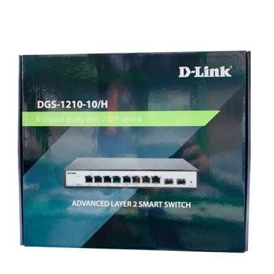 D-Link DGS-1210-10/H 10-Port Gigabit Smart Managed Switch + 2-Port SFP Gigabit Uplinks, Rack-mount Metal Case