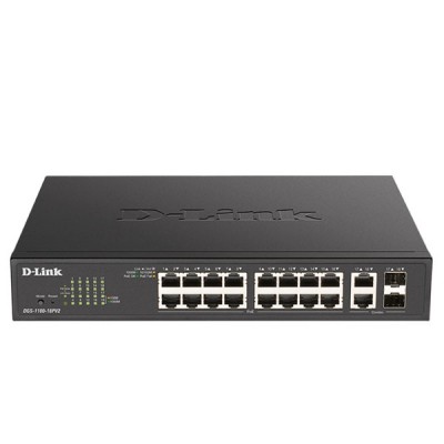 D-Link DGS-1100-18PV2 18-Port L2 Gigabit Smart Managed PoE Switch with 16 PoE and 2 Combo RJ45/SFP ports (130W PoE budget)