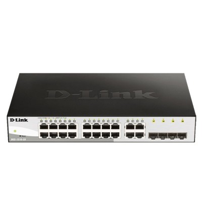 D-Link DGS-1210-20 20-Port L2 Gigabit Smart Managed Switch (16 x 10/100/1000Base-T) + 4 x Gigabit RJ45/SFP Combo ports Uplinks , Rack-mount Metal Case