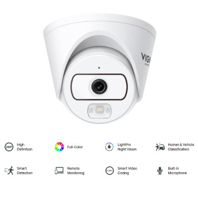 tp-link VIGI EasyCam C420 Network Camera 2MP IR Dome Fixed Focal Lens Smart Detection LightPro Night Vision H.265+ Built-in Microphone PoE 