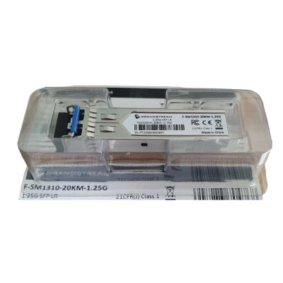 Grandstream F-SM1310-20KM-1.25G SFP Fiber Module Single-Mode, Duplex LC connector, Wavelength 1310nm, Distance up to 20 KM, Data rate 1.25Gbps, pluggable small-form factor transceiver modules
