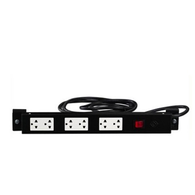 19" GERMANY G7-00006B AC Power Distribution 6 Universal Outlet w/Cable 3 M. & Surge Protection, Black