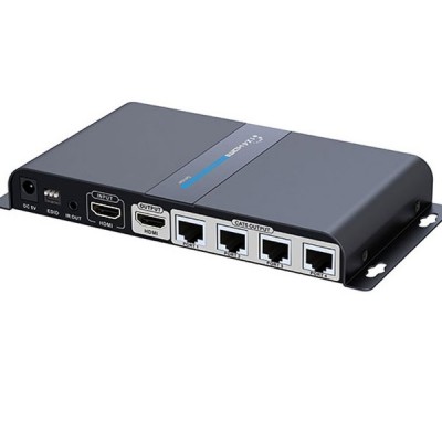 VELZEN LH-104EA 4 PORT HDMI SPLITTER & 40M. EXTENDER OVER CAT6/6A/7 WITH RX POE SUPPORT