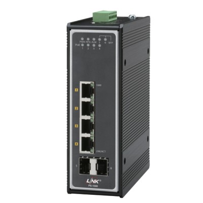 Link PS-2080 Industrial PoE+ Switch, 4-Port 10/100/1000Base-T PoE/PoE+(120W) with 2-Port Gigabit SFP Uplink