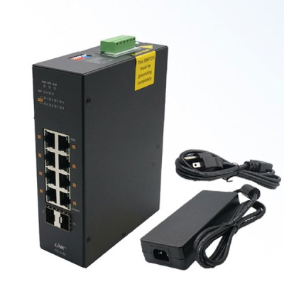 Link PS-3180 Managed Industrial PoE+ Switch, 8-Port 10/100/1000Base-T PoE/PoE+ with 2-Port Gigabit SFP Uplink  มี AC Power 48V  160W ไปด้วยในกล่อง
