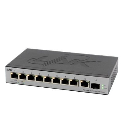Link PSF-1008 Switch PoE 8-Port Fast Ethernet (90W), 8 FE (PoE) + 1 GE/SFP Combo
