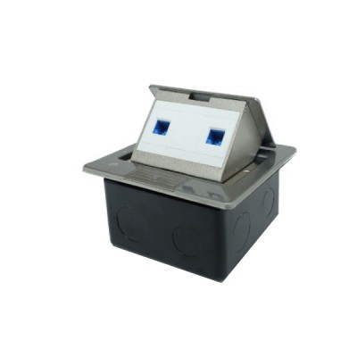 Link US-2022A CAT 5E POP-UP with RJ45 Modular Jack Stainless, 2 Port Outlet w/Damping