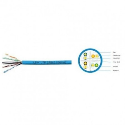 Link US-9106BLSZH-1 CAT6 Indoor UTP Cable, Bandwidth 250MHz w/Cross Filler, 23 AWG, LSZH, FRPVC, Blue color, 100 M./Box *ส่งฟรีเขต กทม.