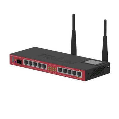 MikroTik RB2011UiAS-2HnD-IN Wireless Router 2.4GHz, 5-Port Gigabit Ethernet, SFP cage, LCD Status, PoE output on Eth10, RouterOS L5