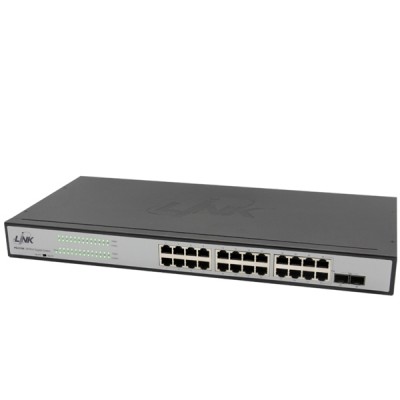 Link PG-2126 24-Port Unmanaged Gigabit Rackmount Switch (10/100/1000Mbps Ethernet), Metal Enclosure