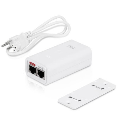 Ubiquiti POE-24-12W-G-WH Gigabit PoE Adapter 24VDC/0.5A, 2-Port 10/100/1000Mbps Ethernet, Provides Earth Grounding and Surge Protection